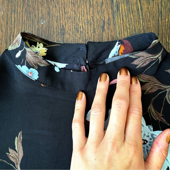 🖤 PRIMARK BOHO BLACK MULTI FLORAL BIRD CAPRI SLEEVE MOCK NECK MINI DRESS! - Picture 10 of 12